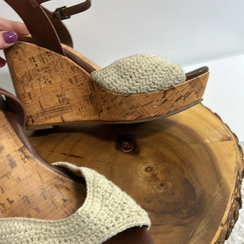 Altar'd State Cream & Brown Cork Wedge Sandals